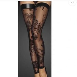 NOIR Handmade Sheer Embroidered Stockings | S